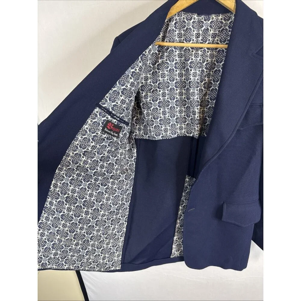 Vintage 80s Knits Baycrest Navy Blazer Sport Coat Men’s 40 Hudson’s Bay Polester